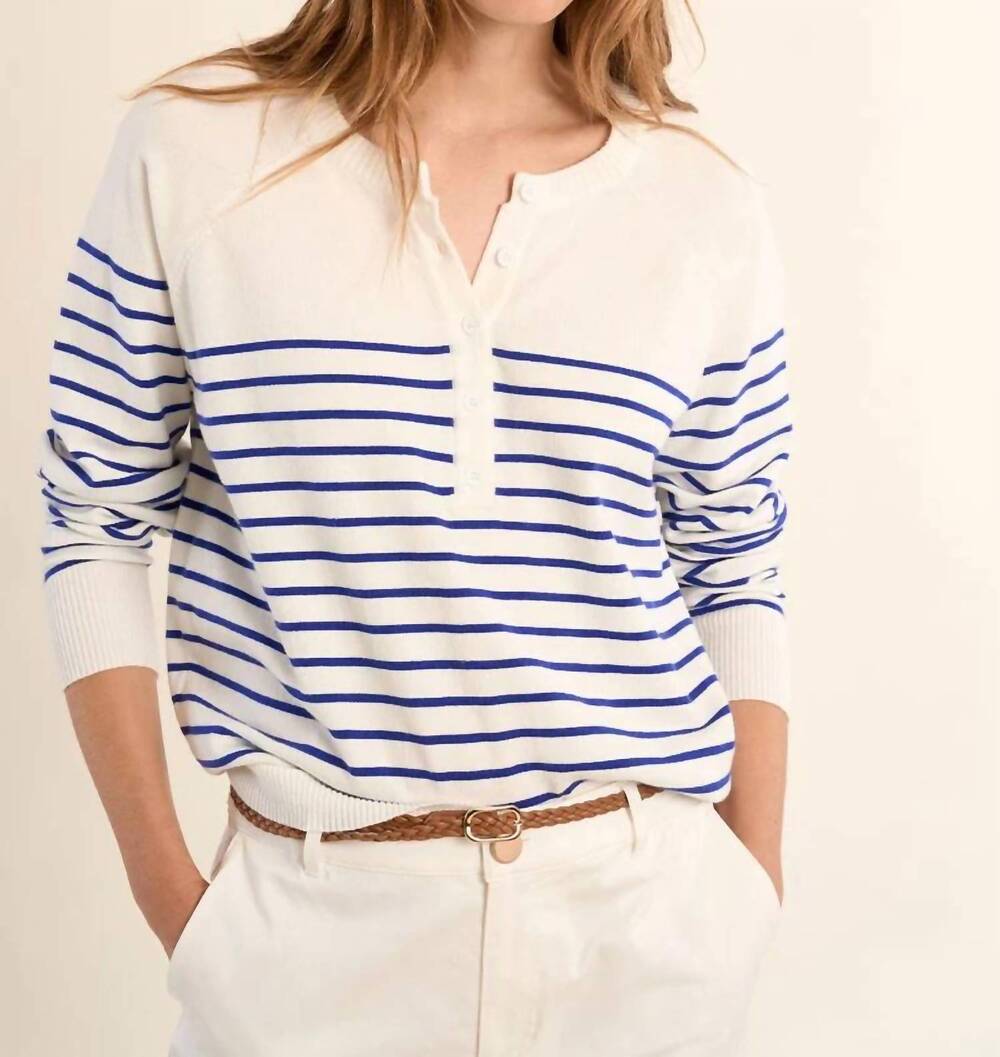 NEW MOLLY BRACKEN crewneck striped sweater in navy